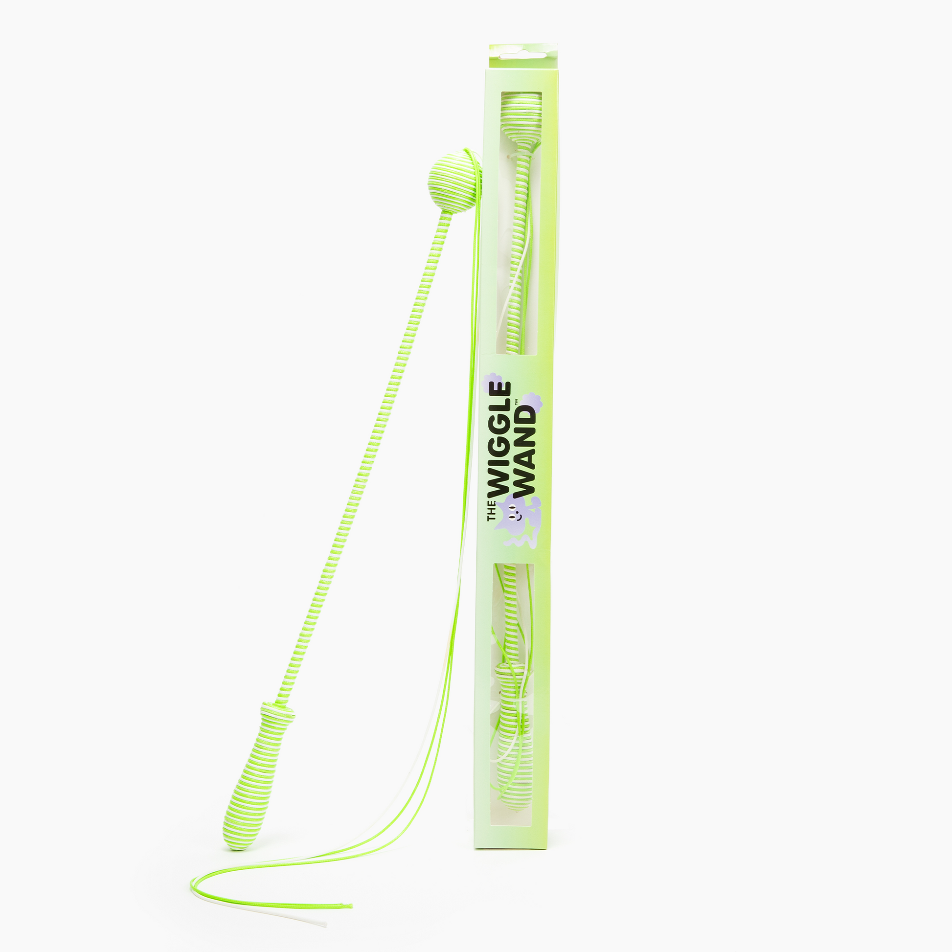 The Wiggle Wand Cat Toy - High-end Interactive String Teaser Wand with Rattle Top, Green